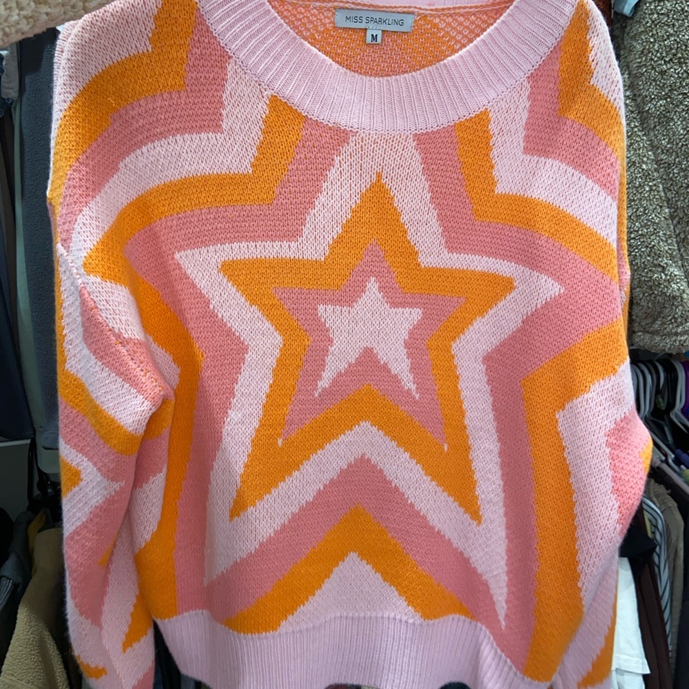 Pink and Orange Star Sweater